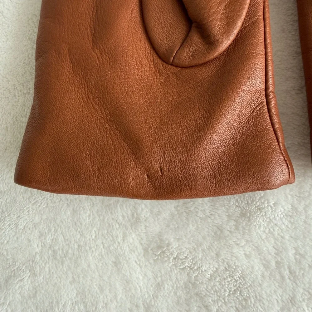 J Crew Womens Gloves Leather Shell Cashmere‎ Lining Small Cognac Tech Touch